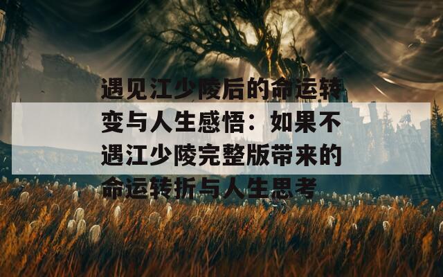 遇见江少陵后的命运转变与人生感悟：如果不遇江少陵完整版带来的命运转折与人生思考