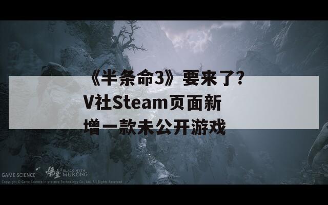 《半条命3》要来了？V社Steam页面新增一款未公开游戏