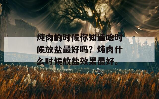 炖肉的时候你知道啥时候放盐最好吗？炖肉什么时候放盐效果最好。