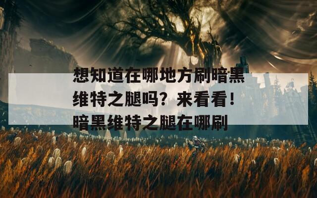 想知道在哪地方刷暗黑维特之腿吗？来看看！暗黑维特之腿在哪刷