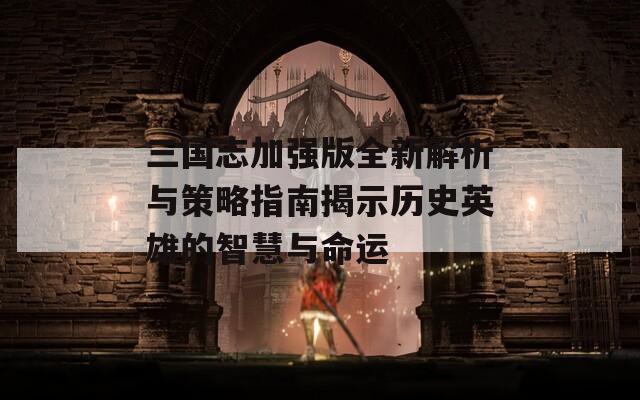 三国志加强版全新解析与策略指南揭示历史英雄的智慧与命运