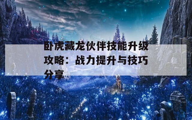 卧虎藏龙伙伴技能升级攻略：战力提升与技巧分享